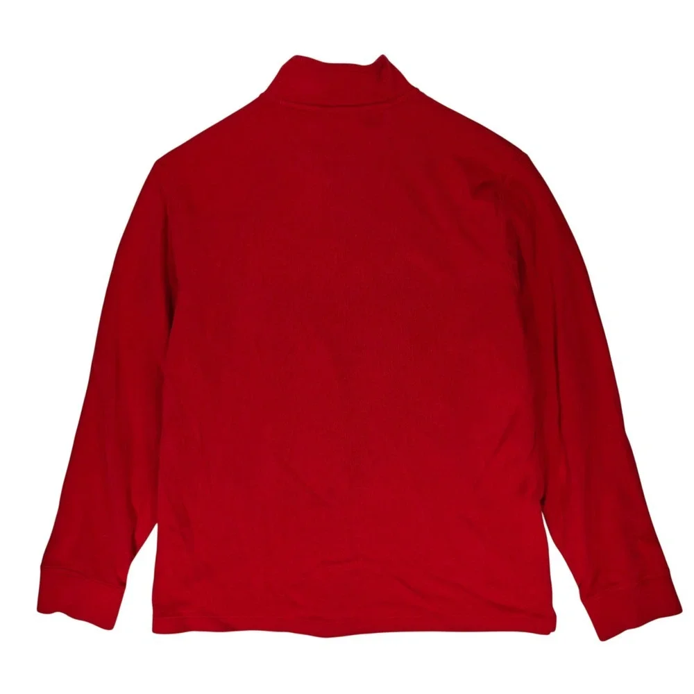 Polo Ralph Lauren Mens Estate Rib Quarter Zip Pullover Red Cotton Sweater LG